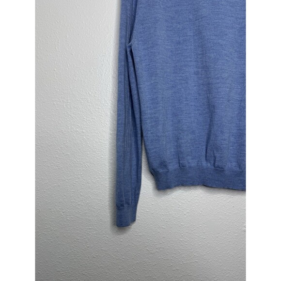 346 Brooks Brothers Stretch Sweater Mens Merino Wool V-Neck Blue Long Sleeve M - Picture 12 of 16